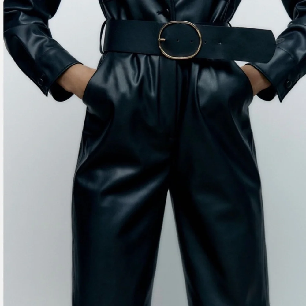 Zara Navy Belted Jumpsuit - Picture 3 of 10